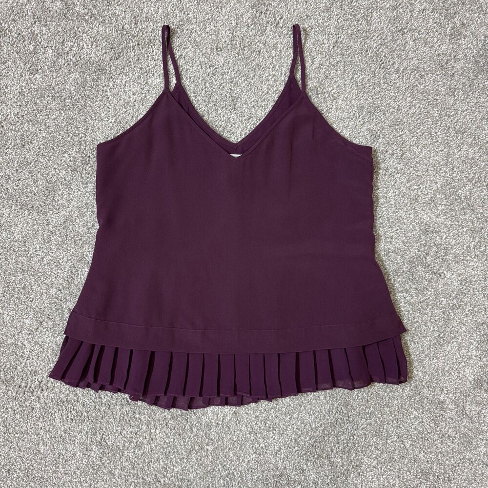 Chelsea28 Tank Top Womens Small Purple Pleated V Neck Cami Lined Dressy Flirty